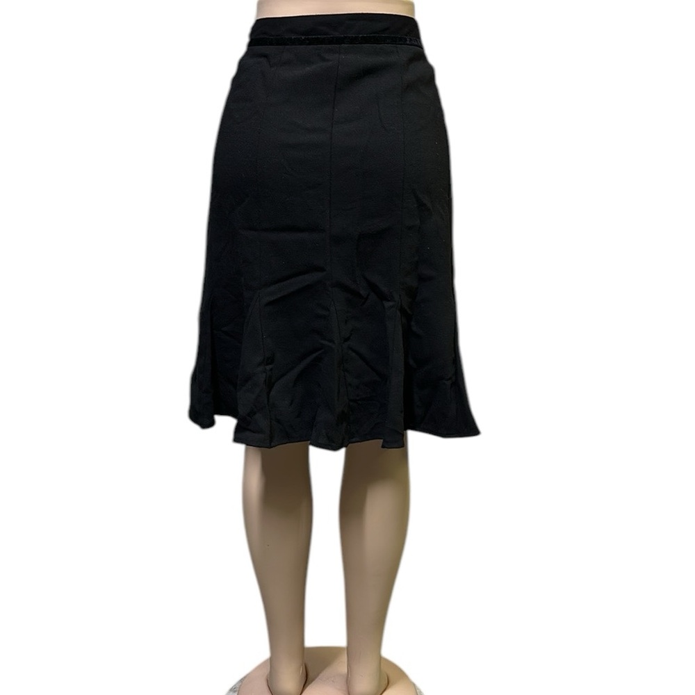 Wool Ann Taylor Loft Black Flared Fully Lined Tulip Fit Flare Midi Skirt Size 12